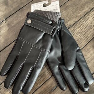 Isotoner Black Leather Men's Gloves